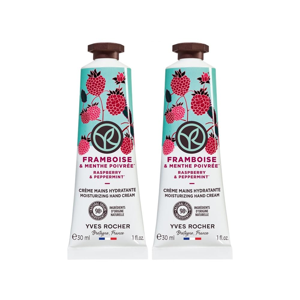 Yves Rocher Raspberry Peppermint Hand Cream - 30ml Moisturizer for Soft Skin