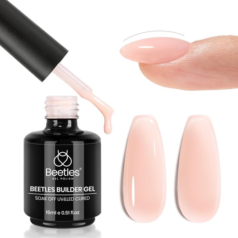 Beetles Builder Gel for Nails,8 in 1 Jelly Nude Color for Building Instant Apex Extension & Strengthener, Friendly for Beginner Women DIY Nail at Home, UV & LED Lamp Needed