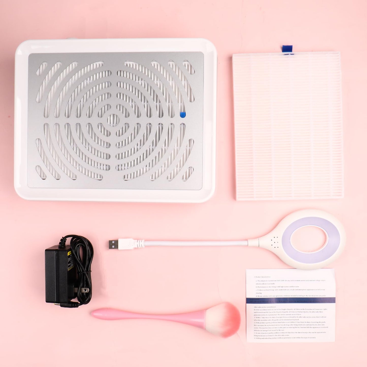Nail Dust Collector with LED Light (Pink)