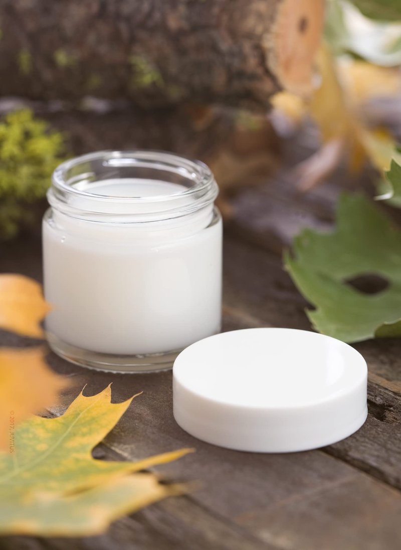 2 oz Clear Glass Jar with White Smooth Lined Lids (12 Pack)