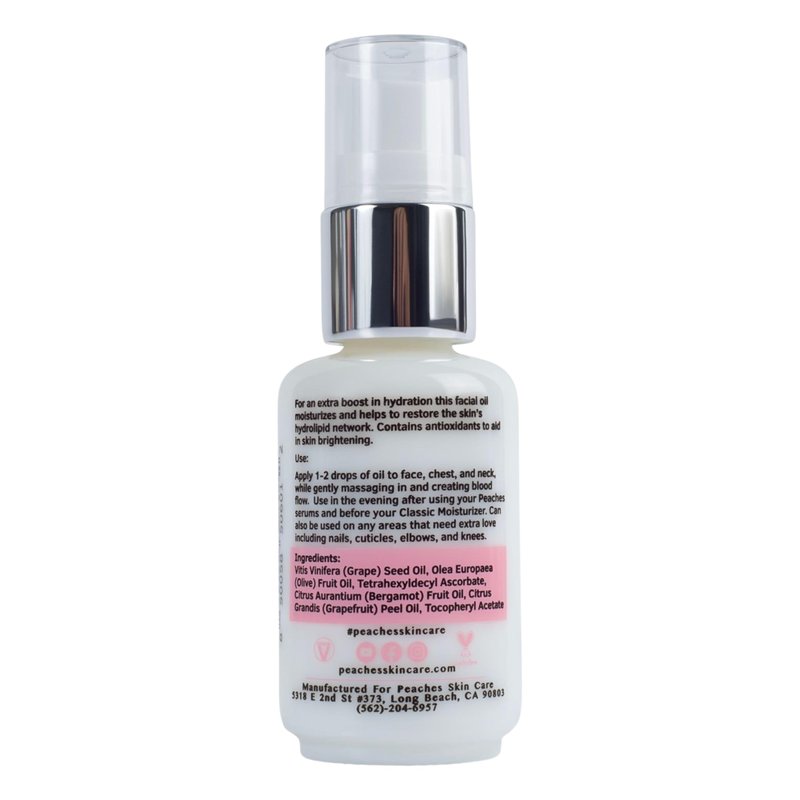 Peaches Skin Care Renew Facial Oil – Squalene-Rich Olive Oil for Face with Vitamin C and E – Nourishing Formula for Balanced, Smoother-Looking Skin – 1 oz