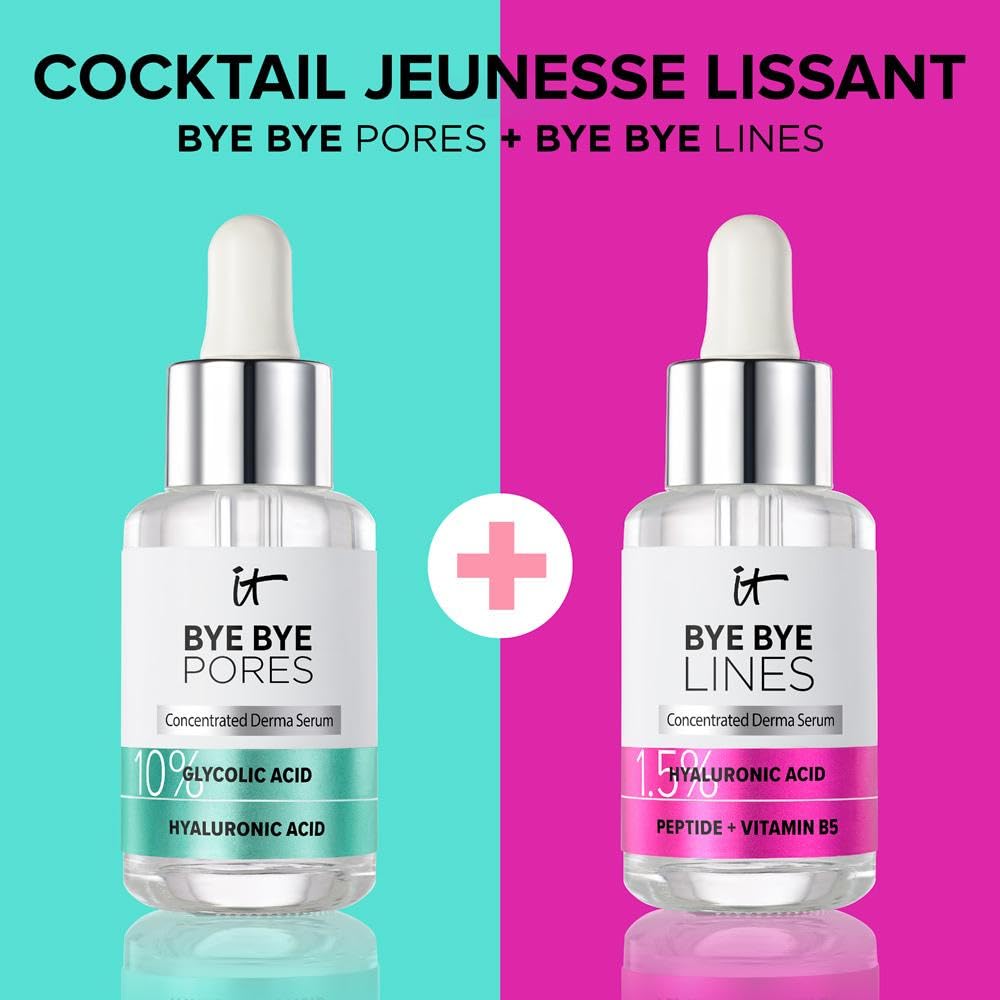 IT Cosmetics Bye Bye Pores 10% Glycolic Acid Face Serum - Visibly Minimizes Pores In 1 Week & Gently Exfoliates to Help Refine Skin’s Texture - With Hyaluronic Acid for Hydration -1 Fl. Oz