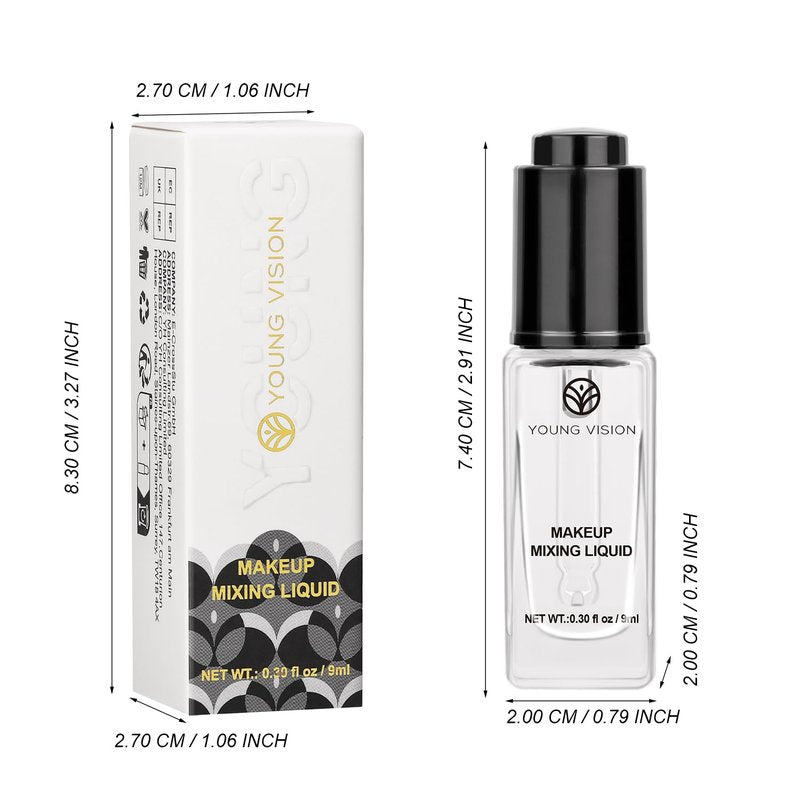 YOUNG VISION Makeup Mixing Liquid, Eyeshadow/Foundation Mixing Medium Makeup, Eyeliner Sealer, Pigment Enhancer, Durability Waterproof Transparent Make up Fixer Liquid Drops, 9ml/0.3 fl oz