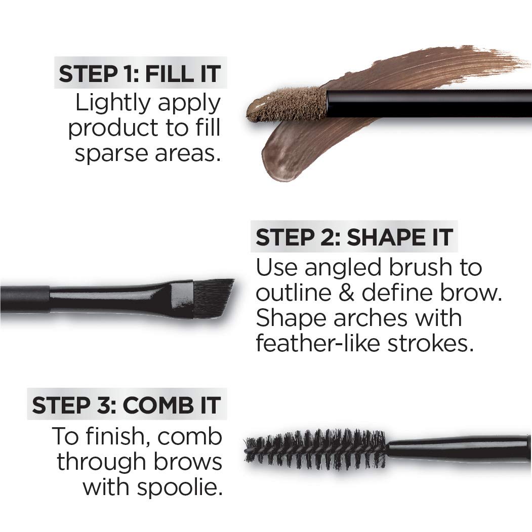 L'Oreal Paris Unbelieva-Brow Longwear Waterproof Tinted Brow Gel, Smudge-resistant, Transfer- Proof, Quick Drying, Easy and quick application with precise brush, Dark Brunette, 0.15 fl. oz.
