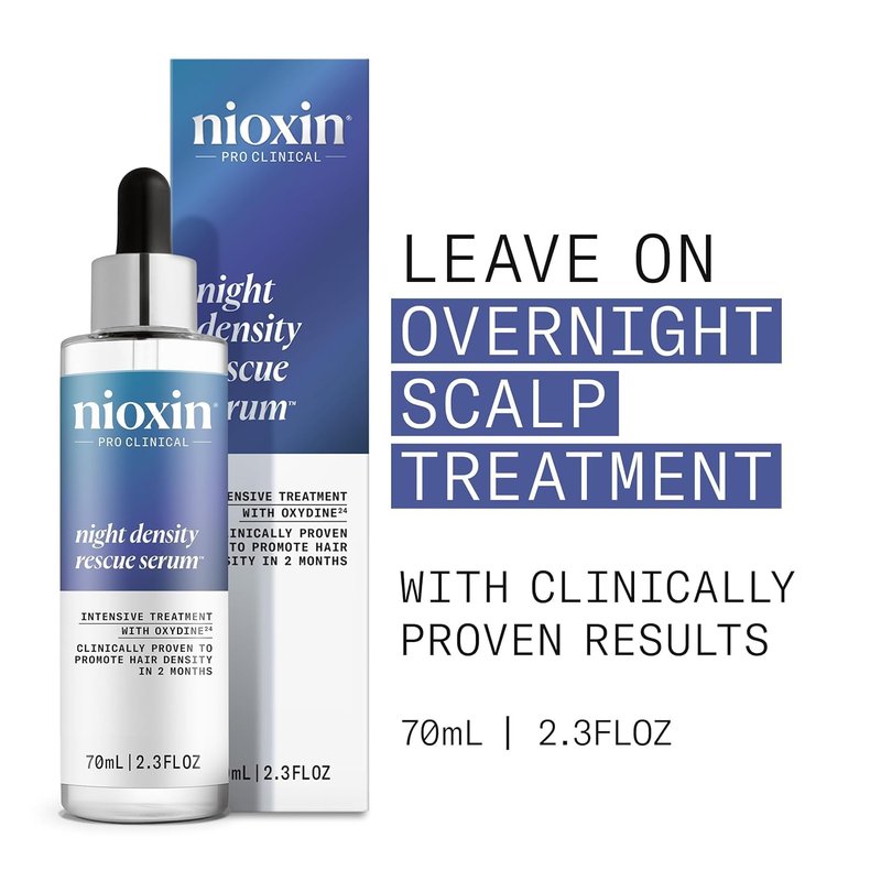 Nioxin System Kit 2, Cleanse, Condition, & Treat the Scalp for Thicker & Stronger Hair, 3 Month Supply + Night Density Rescue, Overnight Leave-in Antioxidant Serum for Hair Density and Thickness