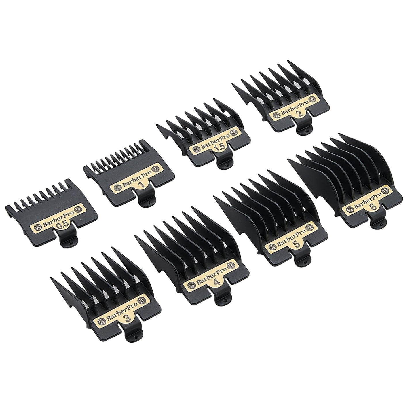 BaBylissPRO 8-Piece Clipper Guard Set | Replacement Guards for FX870, FX880, FX825, FX673 - Black