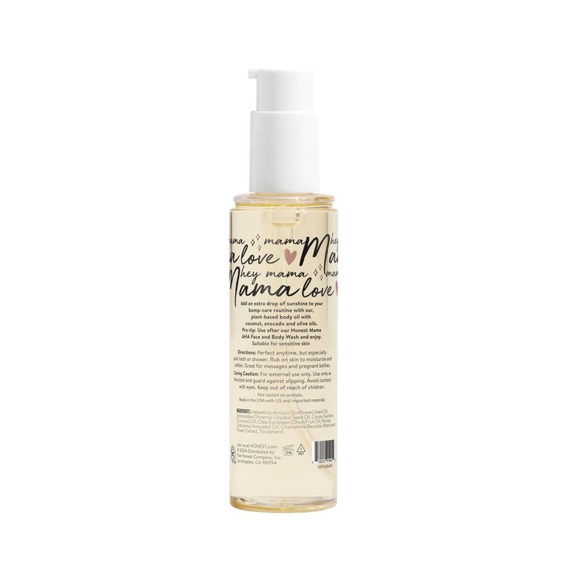 The Honest Company Mama Hydrating and Soothing Glow On Body Belly Oil, Plant Based Hypoallergenic, Fragrance-Free, 4.2 fl oz