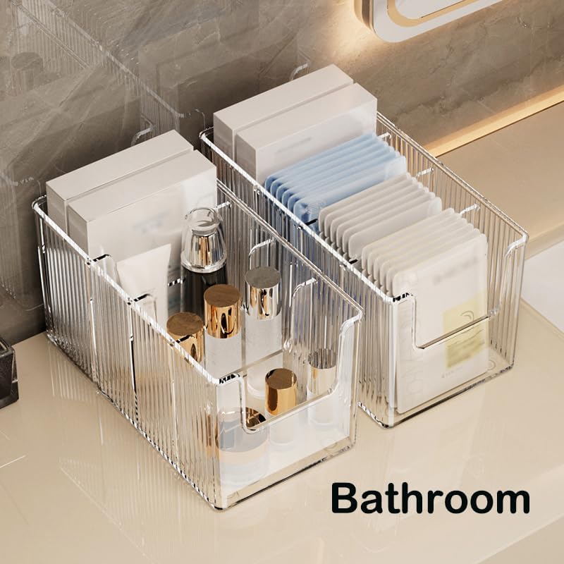 Acrylic Makeup Organizer - Extra Thick 2 Pack with Removable Dividers | Waterproof Storage for Cosmetics & Sheet Masks