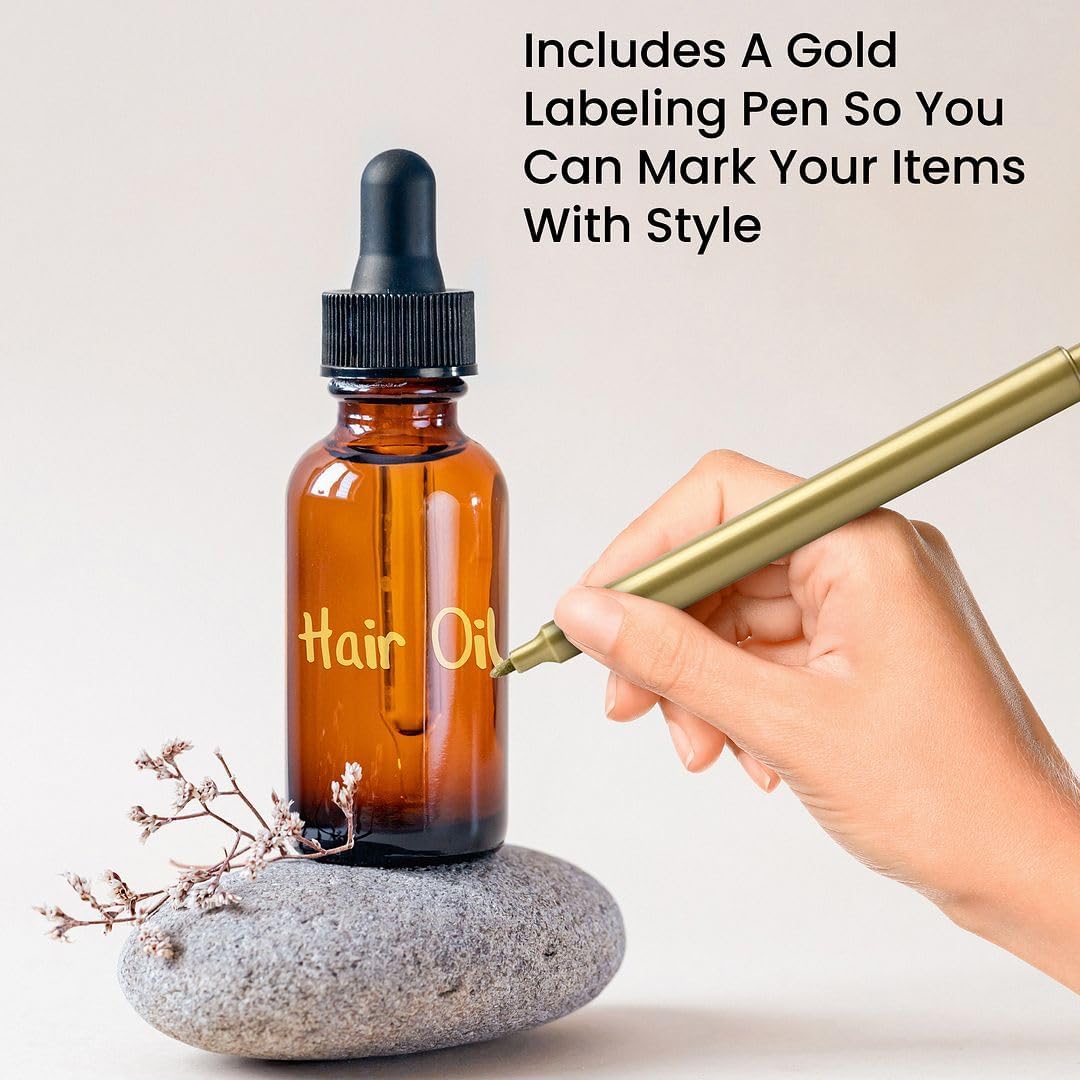 CULINAIRE Amber Glass Dropper Bottles - 1oz Essential Oil Serum & Liquid Extract | Pack of 24