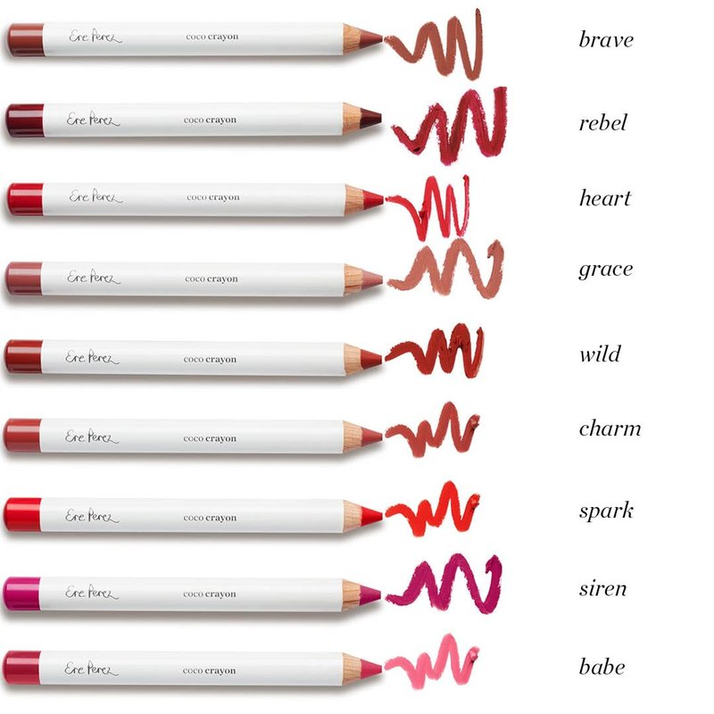 Ere Perez - Natural Coco Crayon Hydrating Lip Color | Baobab + Coconut Oil, Silica, Vitamin E | Protect, Nourish, Repair | Vegan, Cruelty-Free, Clean Beauty (Grace, 0.01 oz | 3 g)