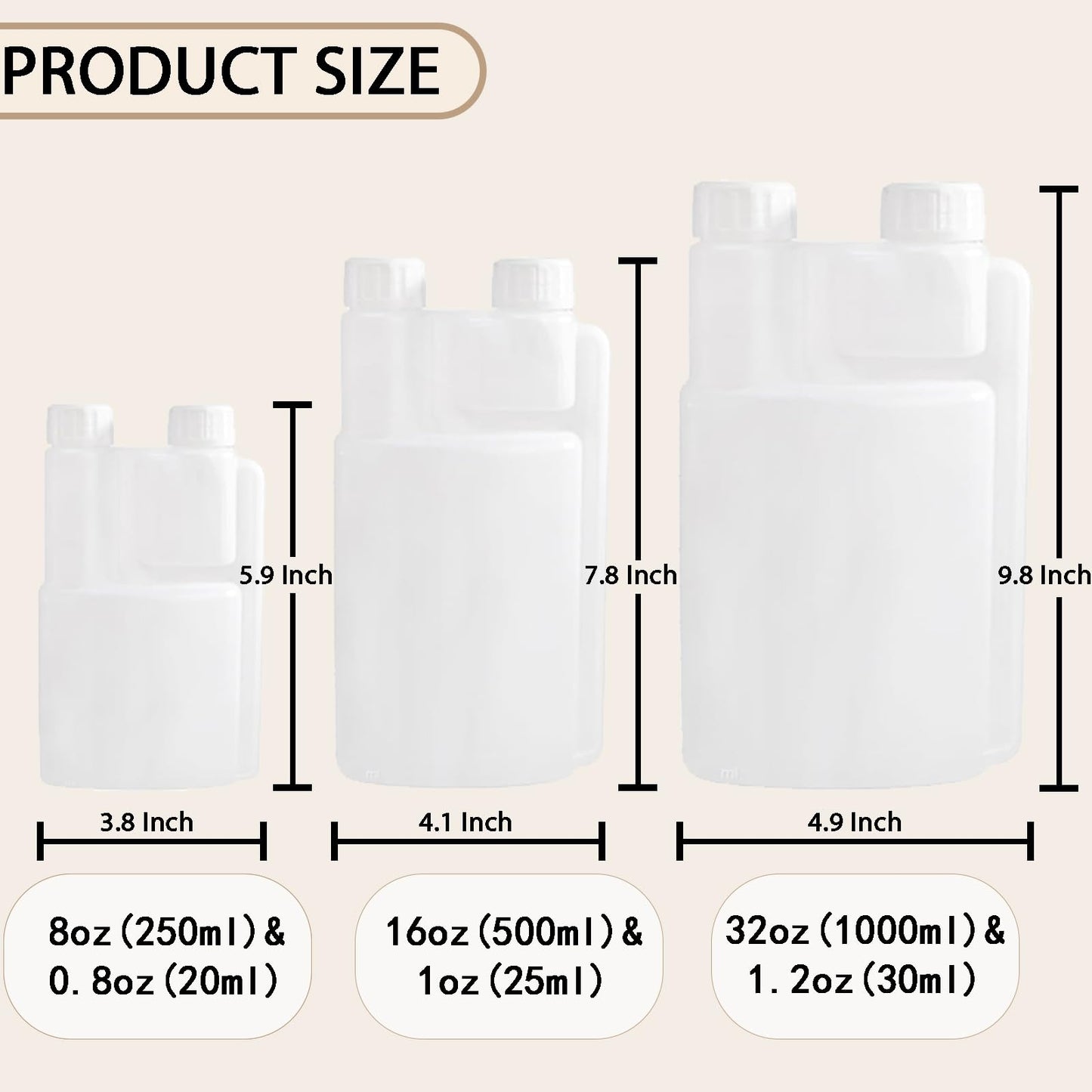 GOWARM 2 Pack Standard Squeeze Shot Bottle - HDPE Plastic Flask for Liquor, Portable Dispenser with Free Funnel (32OZ(1000ml) & 1.2OZ(30ml))