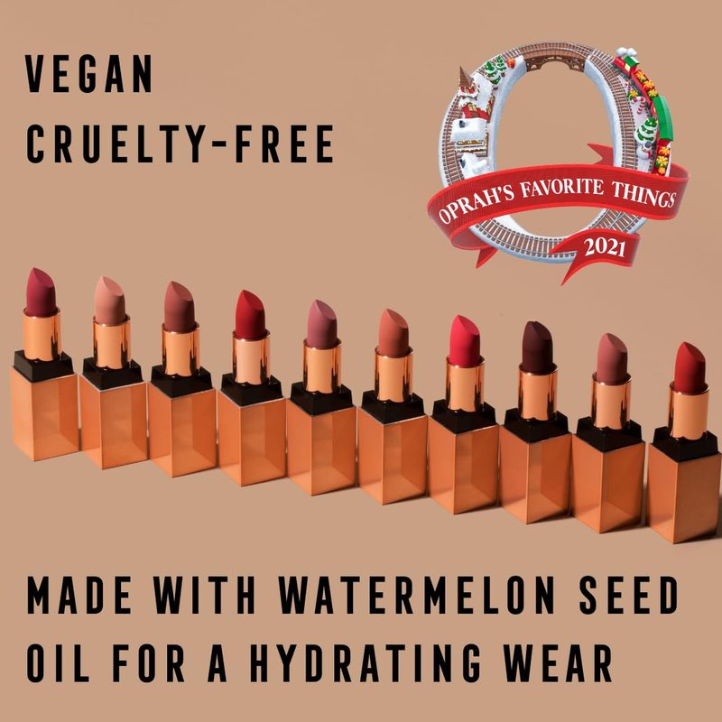 Vegan Lipstick for Women - Matte, Long-Lasting Hydrating Formula with Vitamin E & Watermelon Seed Oil | Ambitious Red Color