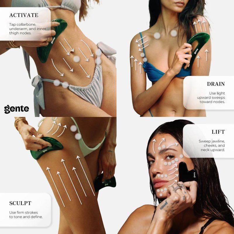 Gente Beauty Lymphatic Drainage Oil for Body & Face, Scented Skin Tightening & Sculpting Oil, Caffeine Body Oil for Circulation & De-Puffing, Bright Citrus & Soft Musk Massage Oil, 100ml