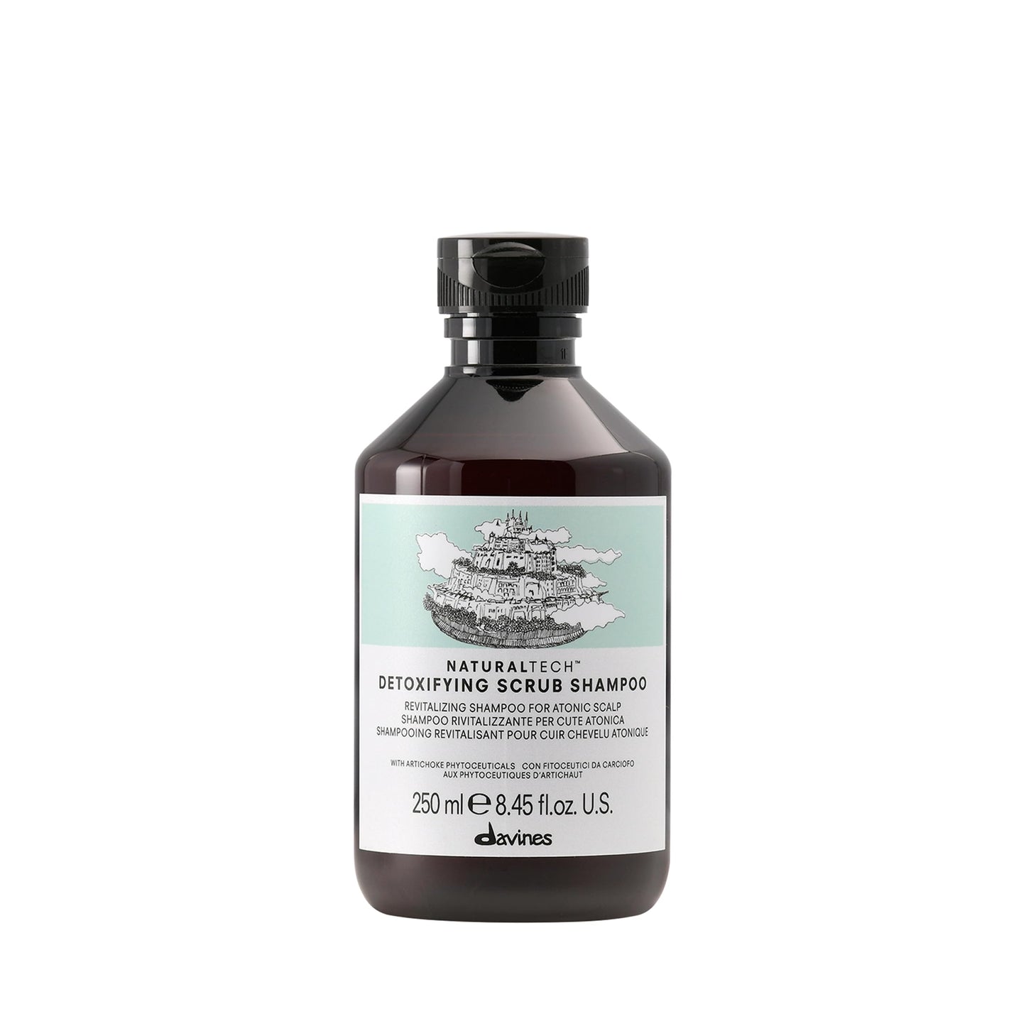 Davines Naturaltech Detoxifying Scrub Shampoo, Revitalizing & Deep Cleansing for Atonic Scalp & Pollutants - With Artichoke Phytoceuticals - Removes Buildup & Exfoliates, 8.45 Fl Oz