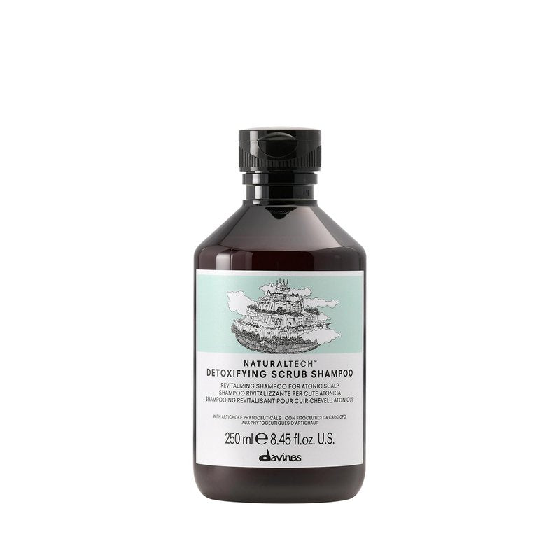 Davines Naturaltech Detoxifying Scrub Shampoo, Revitalizing & Deep Cleansing for Atonic Scalp & Pollutants - With Artichoke Phytoceuticals - Removes Buildup & Exfoliates, 8.45 Fl Oz