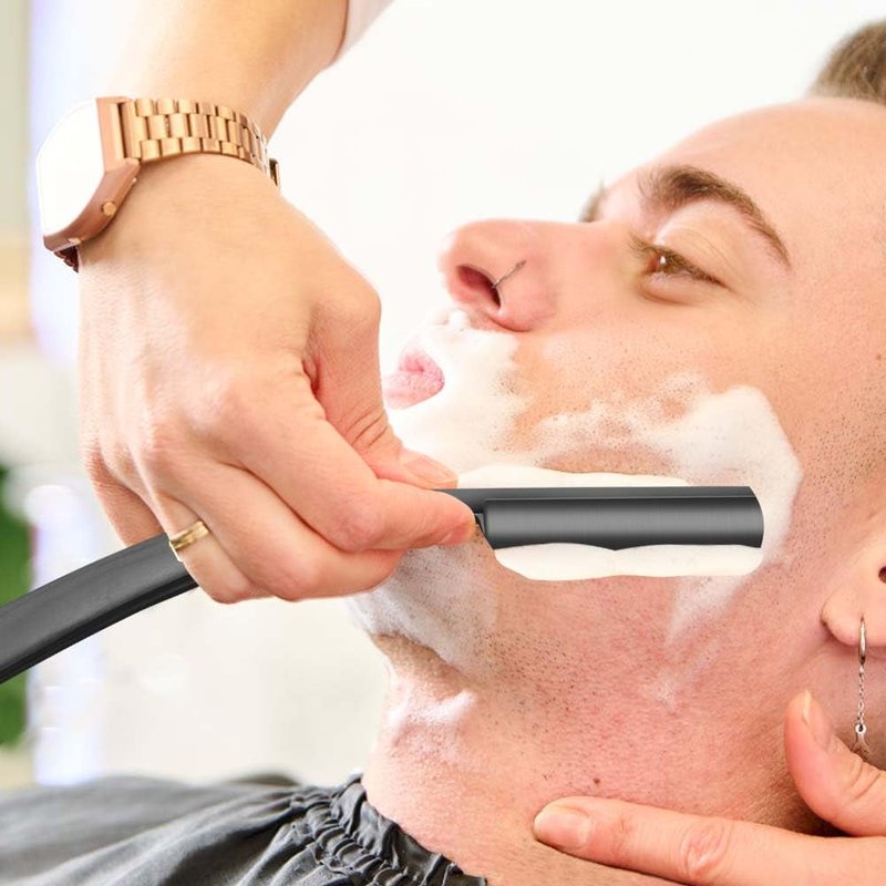 Premium Stainless Steel Shaver Razor with Shaving Strop for Men,Professional Straight Edge Barber Razor,Straight razors for men, Home & Salon Grooming Using (NO.189)