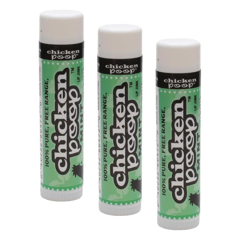 Chicken Poop Lip Balm Simone Chickenbone 100% Natural Moisturizer, Refreshing for Dry Chapped Lips, 0.15 oz, (Mint), 1 Pack (Pack of 3)