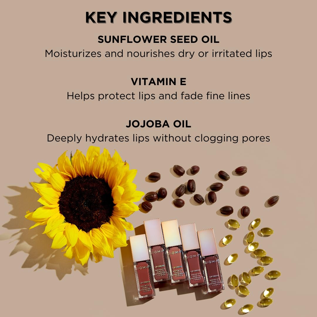 Sigma Beauty Lip Cream - Ultra-Hydrating Liquid Lipstick with Lustrous Finish | Long-Lasting, Lightweight Formula (New Mod)