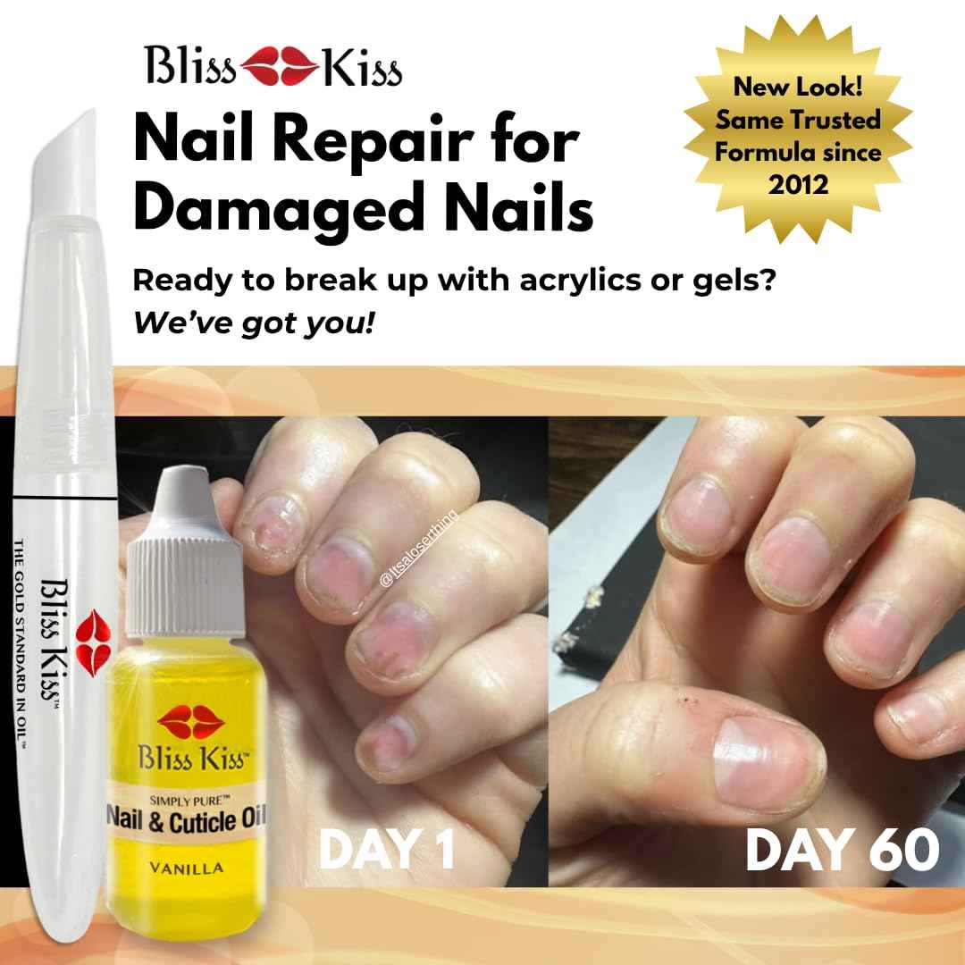 Bliss Kiss Nail Oil Pen & Simply Pure Cuticle Oil Bundle - 15ml Refillable Set