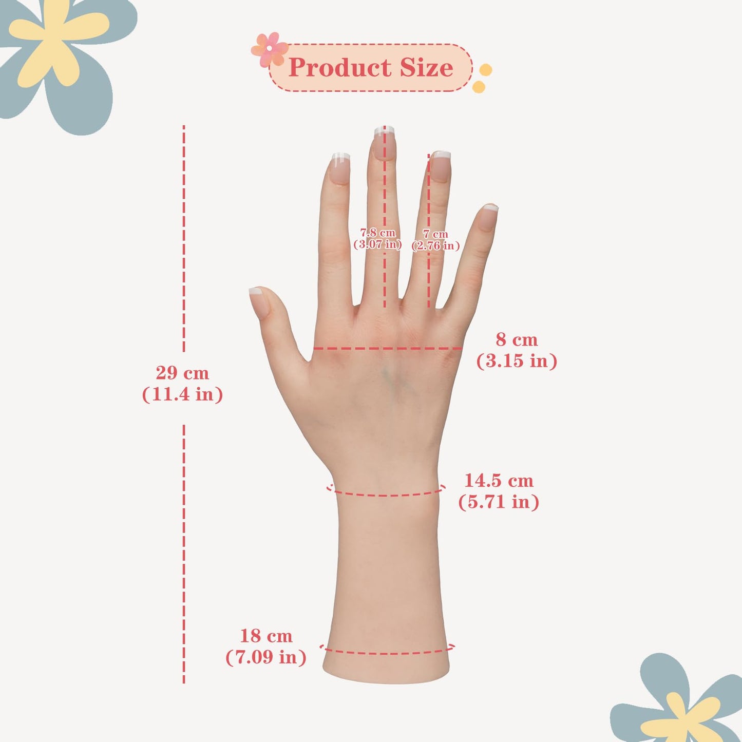 Realistic Female Silicone Hand Mannequin Hand Model Fake Hand With Skeleton For Manicurist Reusable Acrylic Nails Display Jewelry Props - Nude Left Hand
