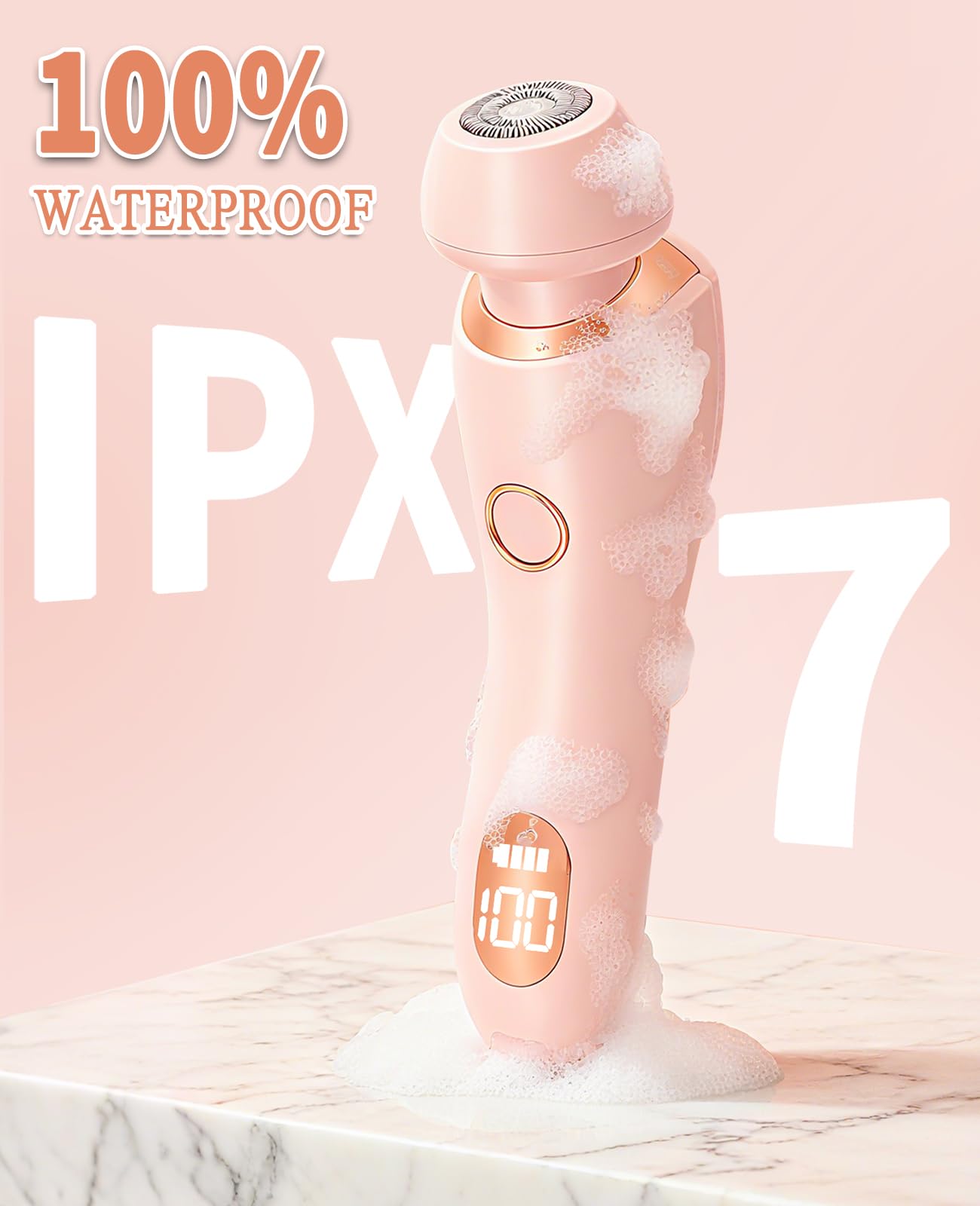 Bikini Trimmer for Women โ Dual Head, IPX7 Waterproof & Painless Electric Razor for Pubic Hair, Face, Legs, Underarms โ Portable Cordless Shaver with Fast Charging, Self Care Gift (Pink)