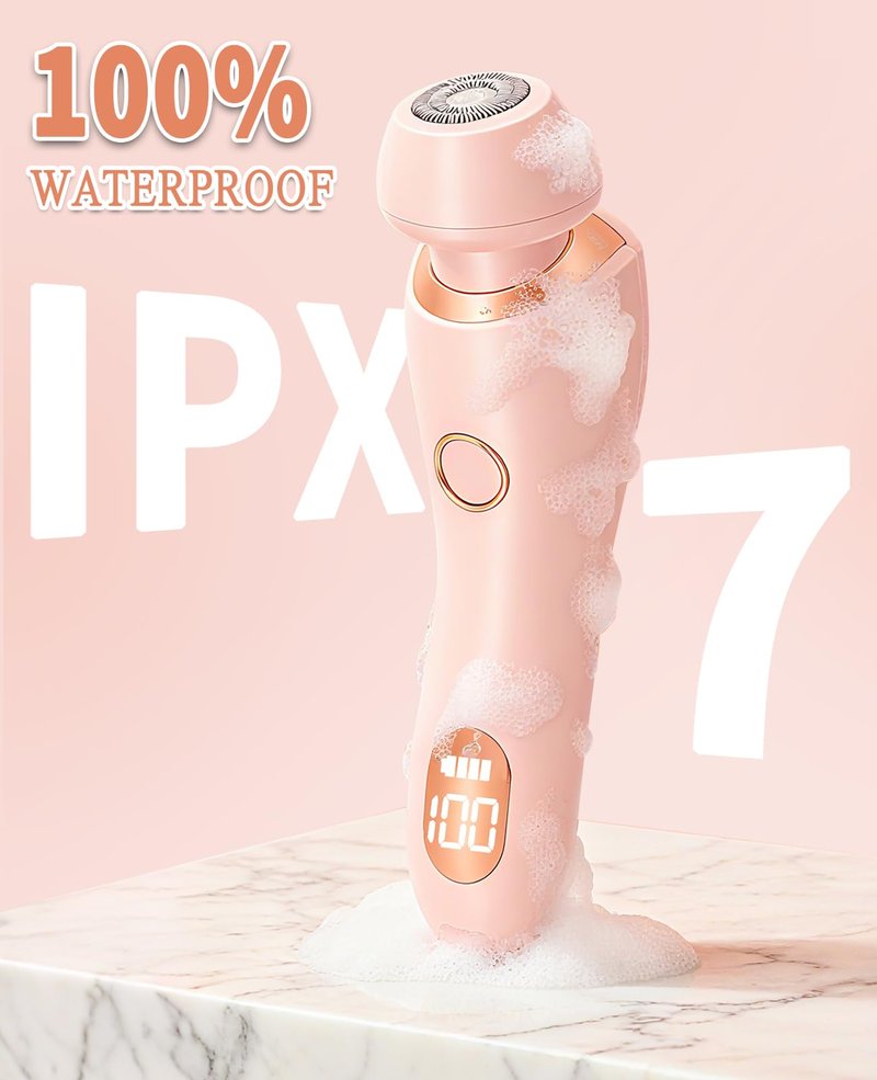 Bikini Trimmer for Women โ Dual Head, IPX7 Waterproof & Painless Electric Razor for Pubic Hair, Face, Legs, Underarms โ Portable Cordless Shaver with Fast Charging, Self Care Gift (Pink)