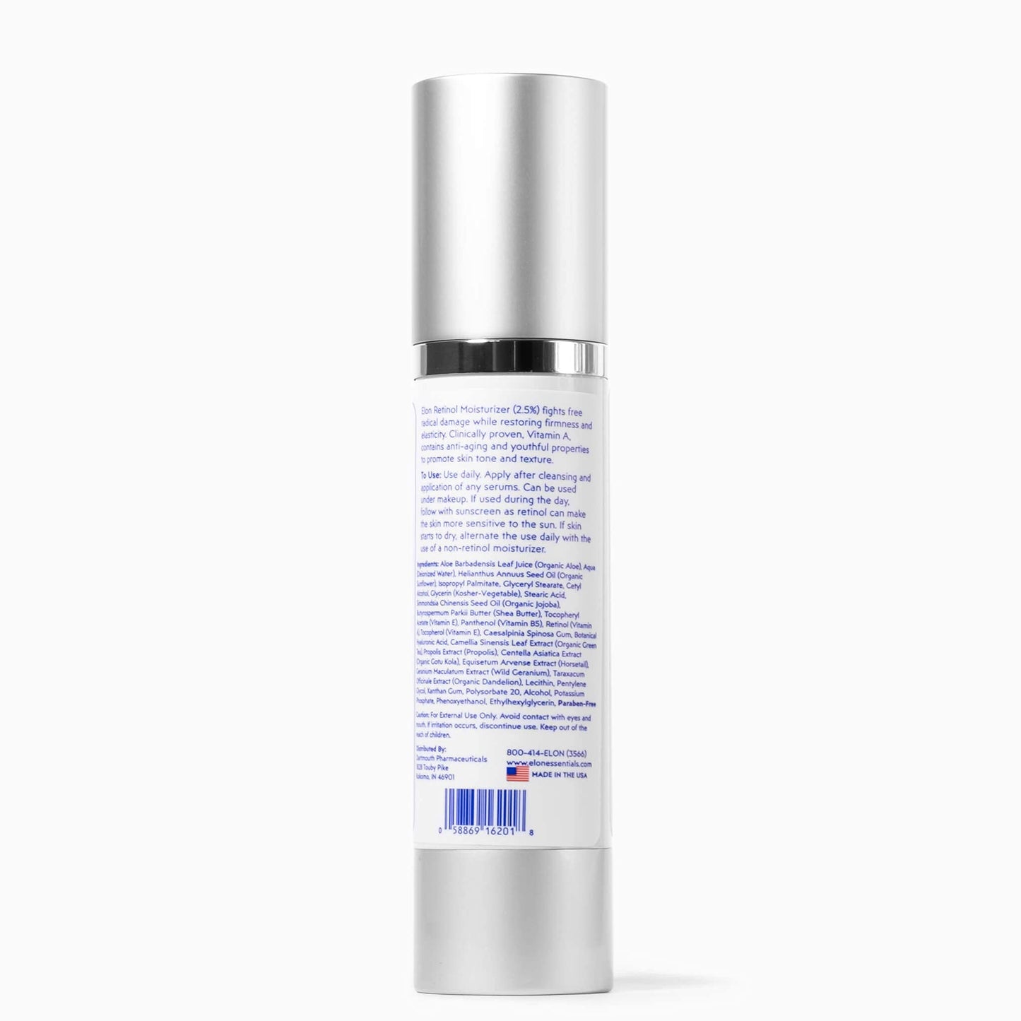 Elon Retinol Moisturizer Cream for Face — Hyaluronic Acid Moisturizer (1.7 Oz) — Anti-Aging Skin Care Products To Minimize Fine Lines & Wrinkles - w/Vitamin A, Vitamin E, & Jojoba Oil