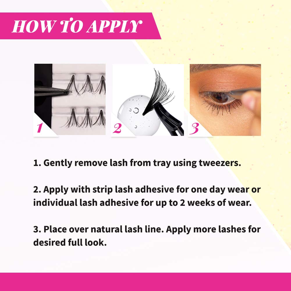 Andrea Knot-Free Naturals Individual Lashes - Short, Black, Natural Look DIY Lash Clusters, Reusable Eyelash Extensions, 2 Pack