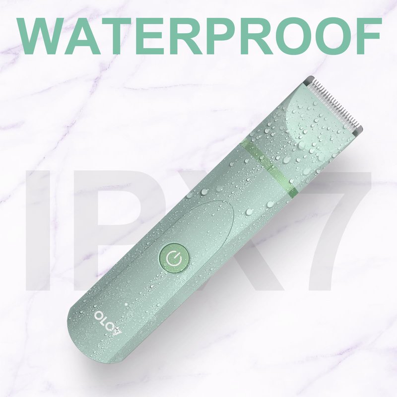 OLOV Electric Body Hair Trimmer - Groin Trimmer for Men - Bikini Trimmer Women - Wet/Dry Shaver Groomer, Replaceable Ceramic Blade Heads, USB Recharge Dock, Waterproof Hygiene Razor, Green