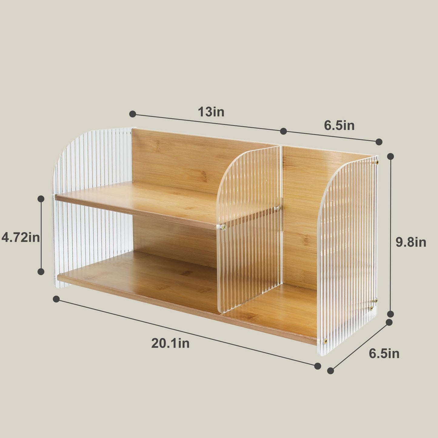 JONKASIPA 2-Tier Acrylic Makeup Organizer & Skincare Storage Cabinet Countertop Bamboo Desktop Organizer for Cosmetics, Skincare, and Essentials -Brown