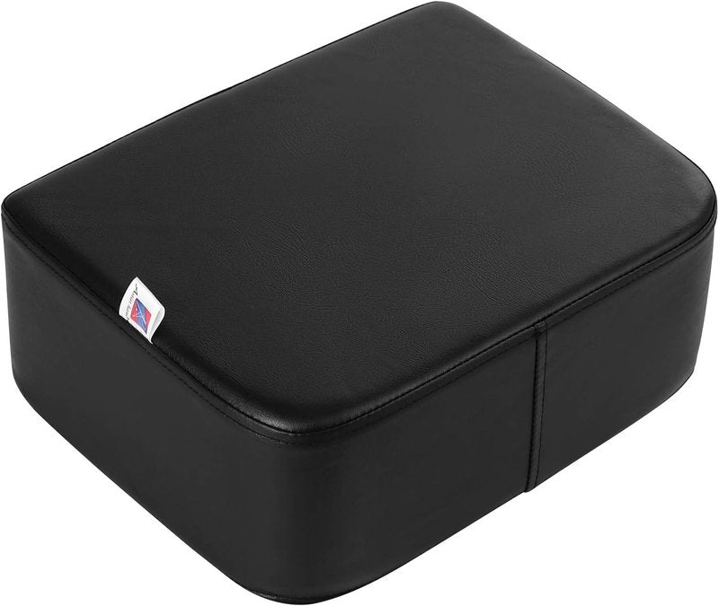 Kids Barber Booster Seat - 6.5" Thick Toddler Salon Chair Cushion with Foot Protector | Black Synthetic Leather