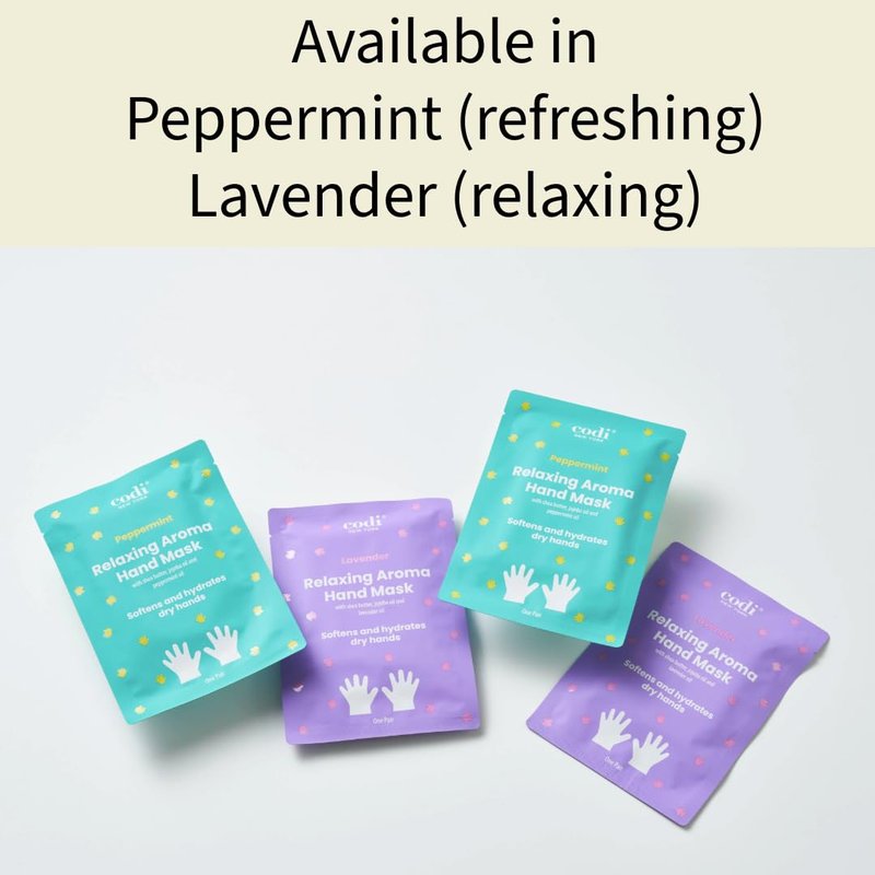 Codi New York Relaxing Aroma Hand Mask, Home Spa Moisturizing Hand Gloves, 6 Pairs, For Dry Rough Hands, Hydrating Hand Treatment, Made in Korea (Peppermint + Lavender)