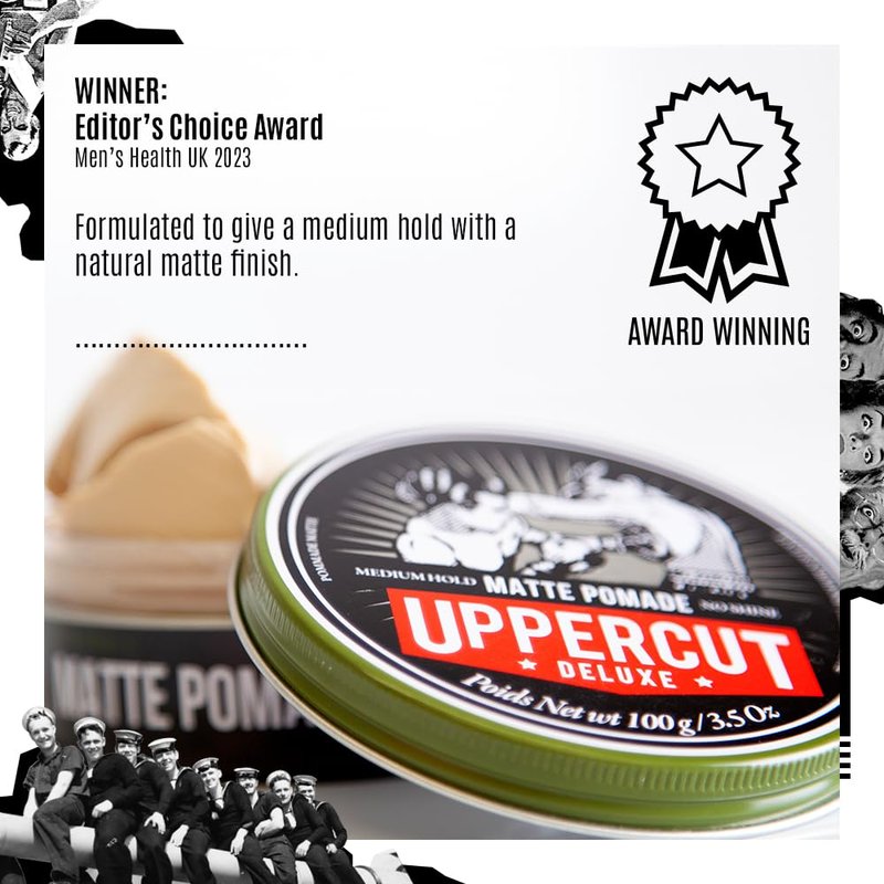 UPPERCUT DELUXE Matte Pomade for Men – Medium Hold, No Shine, Water-Based Hair Styling Cream, Easy Wash Out, Natural Matte Finish, 3.5 oz / 100 g (2-PACK)