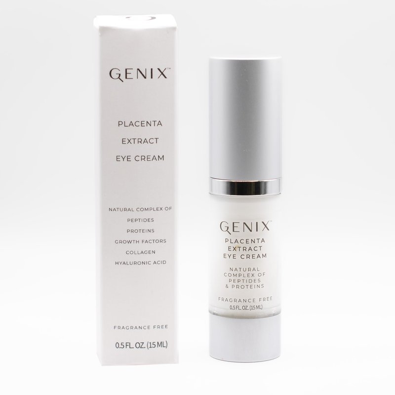 GENIX Placenta Extract Eye Cream | For Puffiness, Bags & Antiaging | Hyaluronic Acid + Caffeine + Collagen | Hydrating | Fragrance-free, cruelty-free 0.5 oz