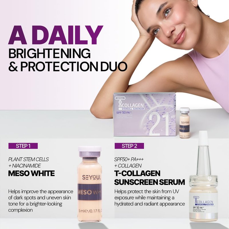 SEYOUL Meso White Brightening Serum for Dark Spots & Uneven Skin Tone – Diacetylboldine, Niacinamide & Hyaluronic Acid – Hydrating Facial Ampoules – 6 Vials