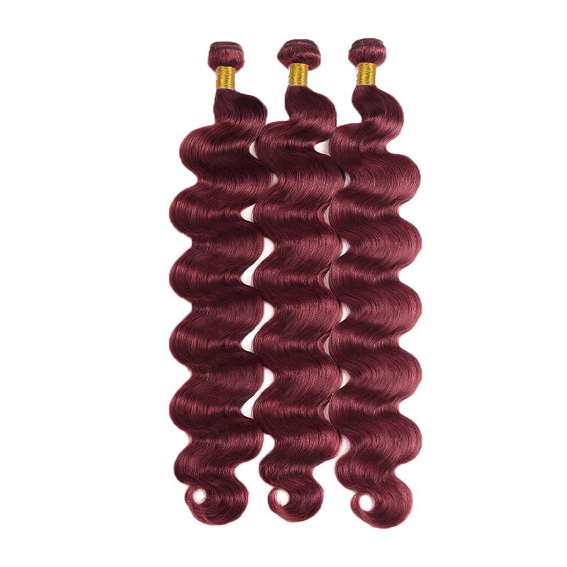 99J Human Hair Bundles Burgundy Body Wave Bundles Human Hair 16 18 20 Inch Unprocessed Brazilian Virgin Hair Wine Red Bundle Soft Hair Extensions 150g