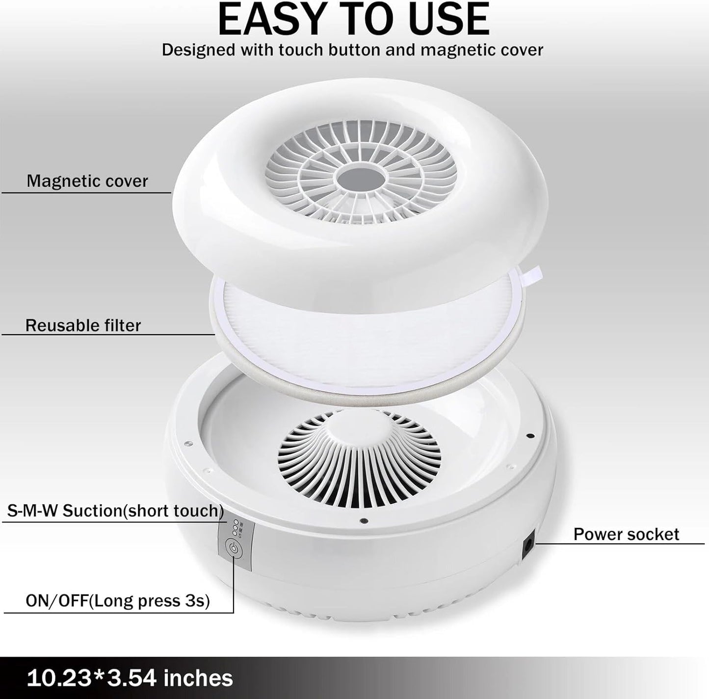 Nail Dust Collector Vacuum with Strong Suction & Reusable Filter for Acrylic Nails