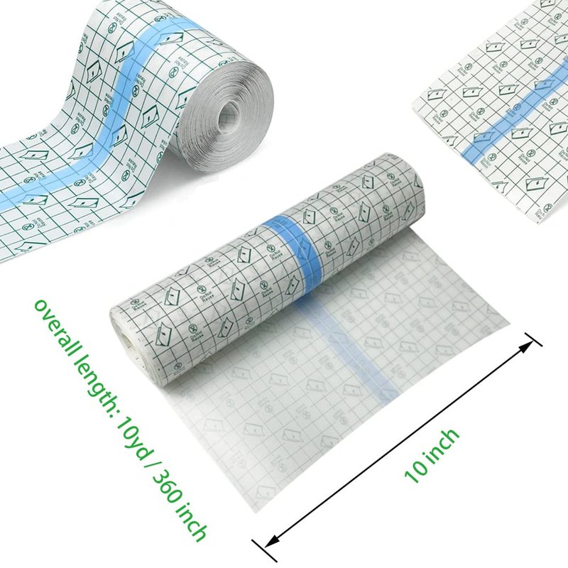 Tattoo Aftercare Bandage Roll 10" x 10 Yard - Waterproof Transparent Film for Tattoo Initial Healing and Skin Repair Adhesive Tattoo Supply Wrap
