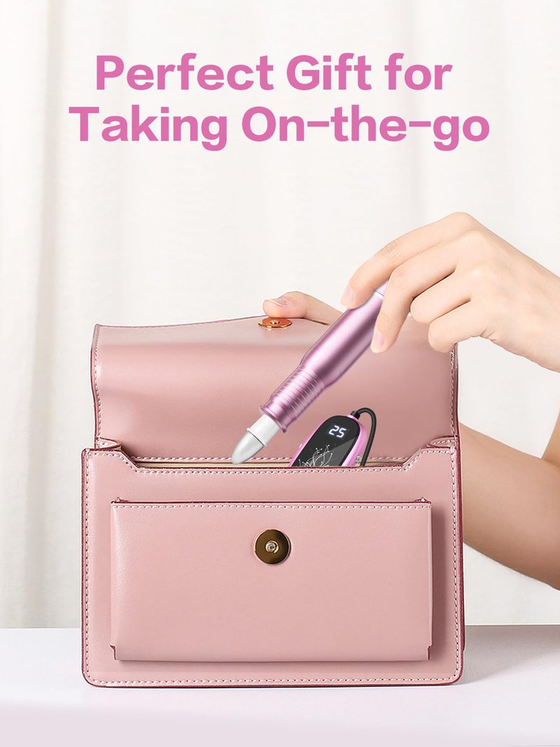 Subay Professional Manicure Pedicure Kit, Electric Nail Drill Set with LED Display, 25000RPM, 11-Piece Attachments Plus 20 Sanding Bands, Nail Grinder Tool for Women Men Baby Pets, with Dust Brush