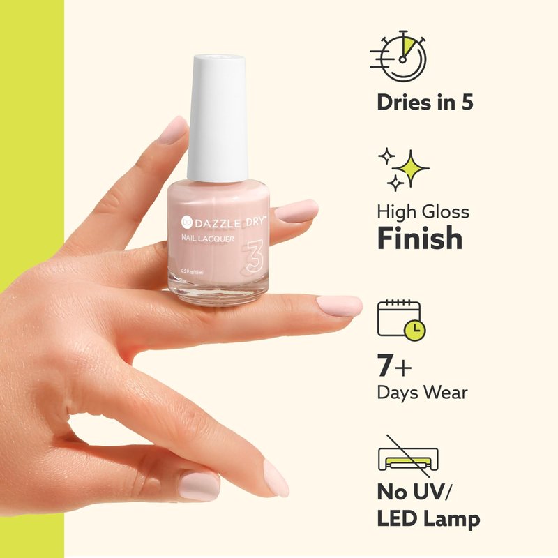 Dazzle Dry Nail Lacquer (Step 3) - Lit - A semi-sheer bright red with blue undertones. Semi-sheer cream. (0.5 fl oz)
