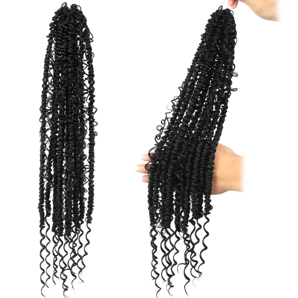SERENDIPA Passion Twist Hair, 22 Inch Pre Looped Boho Braiding Hair,Goddess Crochet Braids with Curly Ends (8 Packs, 1B)