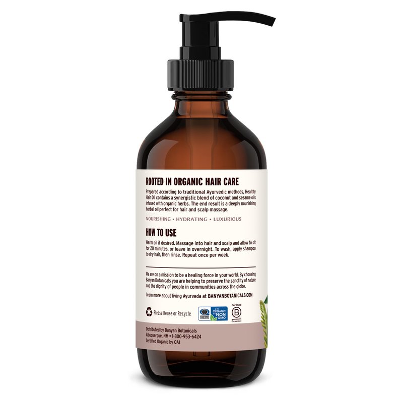 Banyan Botanicals Organic Hair Oil with Bhringaraj & Amla - Ayurvedic Scalp & Hair Care for All Types, Thick & Lustrous Hair - 8 oz, Non-GMO Sustainably Sourced