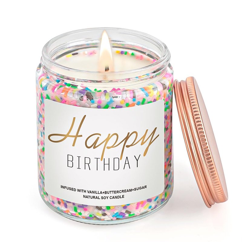 Candles for Birthday, Vanilla Cream Scented Candle 7OZ, Happy Birthday Candle Gifts for Women Her Best Friend, Unique Cute Soy Candles Non Toxic Aromatherapy