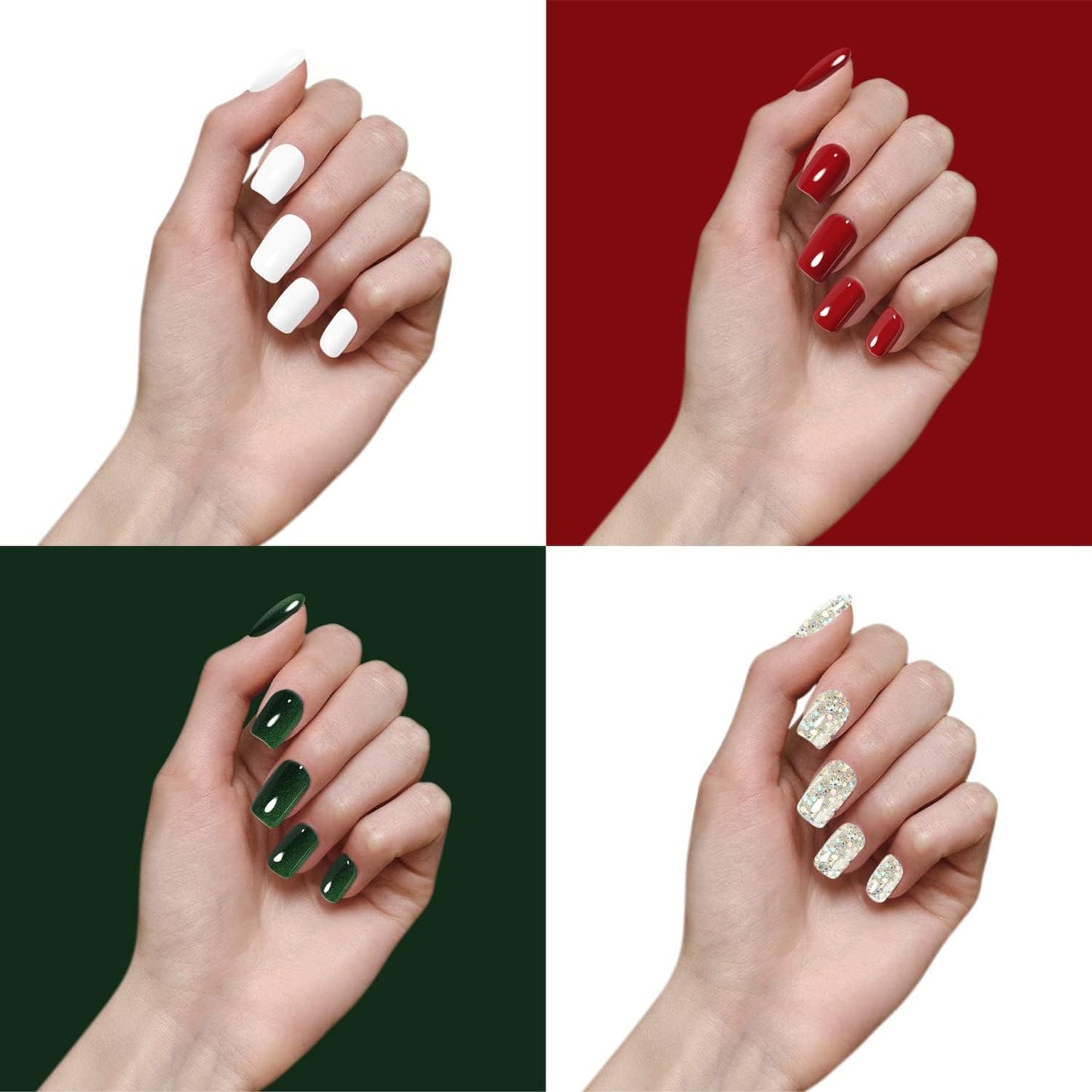 Vishine Christmas Glitter Gel Nail Polish Set - 4 Soak Off UV LED Colors (8ml Each)