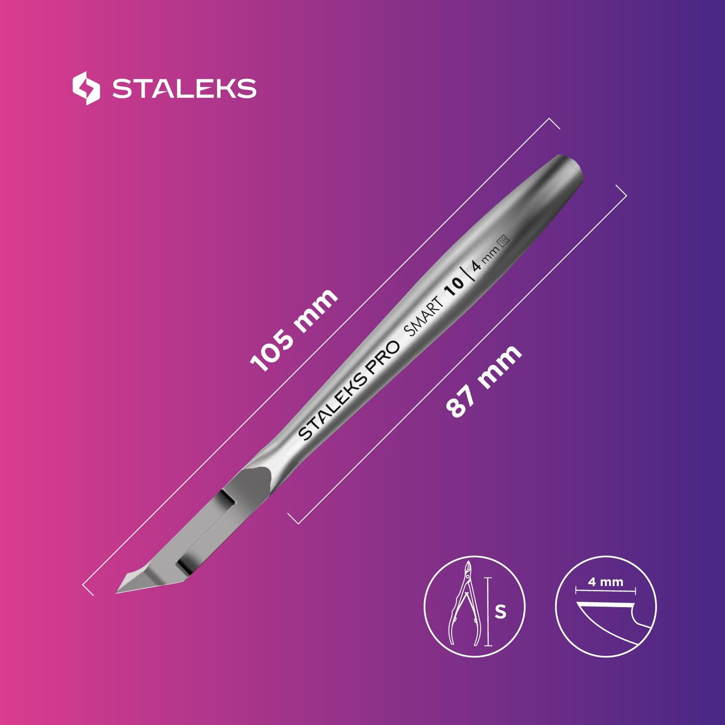 Staleks Pro SMART 10 Cuticle Nippers – 4 mm Blades – Satin Finish – Stainless Steel – Professional Skin Nippers for Classic Manicure & Hardware Use