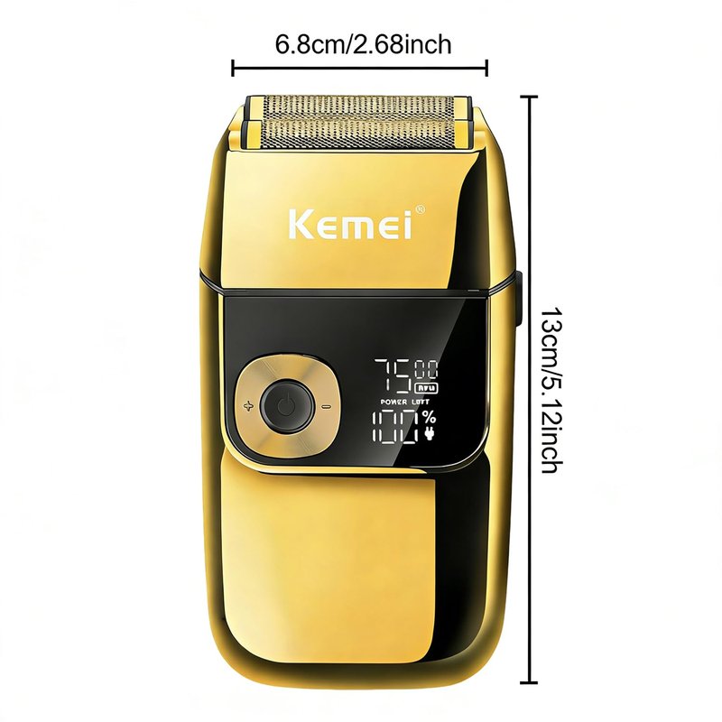 KEMEI Electric Razors for Men, LCD Display Cordless Men's Razors, USB Rechargeable with Pop-up Beard Trimmer Best Worldwide Travel Gift, Model KM 2028, Gold
