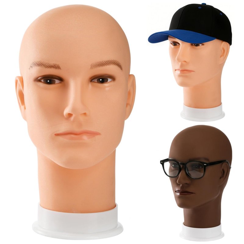 Dicunoy 2PCS Mannequin Heads, Male Hair Model, Bald Wig, Afro American Cosmetology Head for Eyeglasses, Hairs, Hat, Helmet, Glasses Display