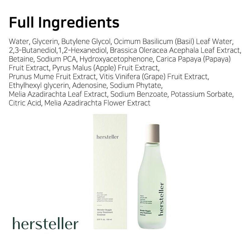 Wonder Veggie Juicy Treatment Essence Toner - Korean Hydrating Toner with Kale Extract for Sensitive Skin | 5.07 fl oz