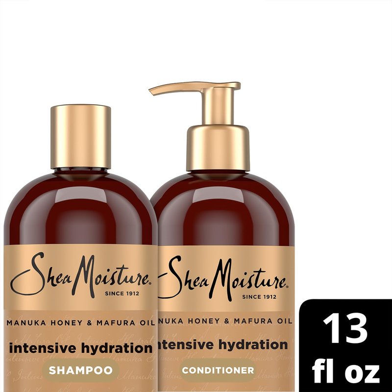 SheaMoisture Shampoo & Conditioner, Manuka Honey & Mafura Oil Intensive Hydration for Extra Dry, Damaged Hair, 13 Oz Ea
