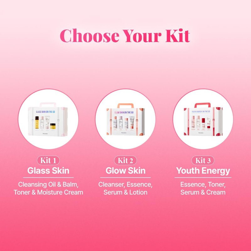Hanskin Glass Skin On the Go Kit – Travel-Friendly Hydrating Set with PHA Cleansing Oil&Balm, Toner & Moisture Cream | TSA-Approved Mini Skincare, Holiday Stocking Stuffer, Teen Girl & Women’s Gift
